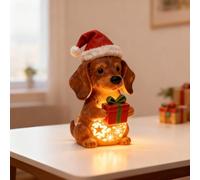 Générique Cute Pet Dogs Christmas Themed LED Table Lamps,Resin Christmas Dog Night Light,Star Puppy Figurine LED Decorative Lamp,Fun Gift for Dog Lovers,Vintage Animal Home Decor