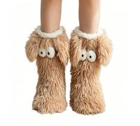 Générique Cute Plush Slipper Socks with Big Eyes & Ears, Non-Slip Fuzzy Animal Socks Fleece Lined Cozy Slippers Sock for Women Men
