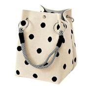 Générique Cute Polka Dot Handbag for Women - Classic Dot Print, Roomy, Everyday Chic, Soft Rope Handle, Vintage Casual Tote Bag (White)