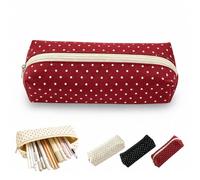 Générique Cute Polka Dot Pencil Case, Y2k Vintage Pencil Pouch, Large Capacity Makeup Bag, for Travel and Gift (Red)