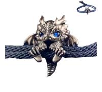 Générique Cute Silver Dragon Bracelet,Vintage Dragon Bracelet,Adjustable Silver dragon bracelet,Handcrafted Braided Dragons Rope Bracelets,Friendship bracelets,Cuff Bracelets (Blue)