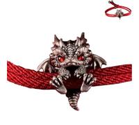 Générique Cute Silver Dragon Bracelet,Vintage Dragon Bracelet,Adjustable Silver dragon bracelet,Handcrafted Braided Dragons Rope Bracelets,Friendship bracelets,Cuff Bracelets (Red)