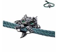 Générique Cute Silver Dragon Bracelet,Vintage Dragon Bracelet,Adjustable Silver dragon bracelet,Handcrafted Braided Dragons Rope Bracelets,Friendship bracelets,Cuff Bracelets (Green)