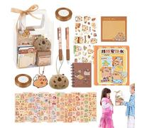 Générique Cute Stationary - Portable Cute Pencil Capybara Plush - Effortless Animal Stickers, School Notepad, Comprehensive Application Student Learning Supplies, Kids School Accessories for Home