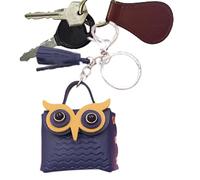 Générique Cute Tiny Bag Keychain, Mini Bag-Shaped Pendant, 2.17x1.85x4.69 Inches Adorable Owl Design Leather Keyring with Creative Details, Fun Key Chain Charm for Phones, Backpacks, Purses and Use