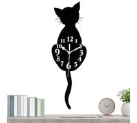 Générique Cute Wall Clock,Cat Design with Swing Tail Battery Operated - Ergonomic Visual Comfort Wall Decor Clock,ES05644 for Dormitory Hotel Restaurant Businesses Rental Living Room Kitchen