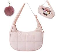 Générique Cute Waterproof Nylon Shoulder Bags, Quilted Handbag with Adjustable Shoulder Strap, Small Lightweight Hobo Handbag