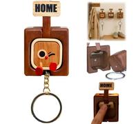 Générique Cute Wooden Keychain Hooks,Cartoon Retro Wooden Key Rack Holder,Funny Expressive Key Rack Wall Mount Decorative for Entryway New Home & Housewarming Decor (A)