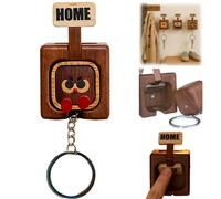 Générique Cute Wooden Keychain Hooks,Cartoon Retro Wooden Key Rack Holder,Funny Expressive Key Rack Wall Mount Decorative for Entryway New Home & Housewarming Decor (C)