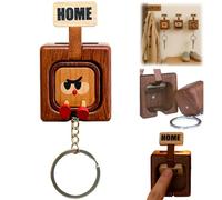 Générique Cute Wooden Keychain Hooks,Cartoon Retro Wooden Key Rack Holder,Funny Expressive Key Rack Wall Mount Decorative for Entryway New Home & Housewarming Decor (B)