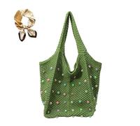 Générique Cute Woven Lightweight Handbag,Large Capacity Spring Summer Outdoor Underarm Bag,Trendy Travel Work Shoulder Bag for Women
