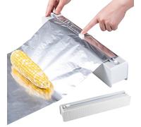 Générique Cutter pour Film Alimentaire | Dispenseur De Papier Aluminium,avec Autocollant sans Trace Et Organisateur À Ventouse Adhésif pour Conservation Alimentaire Et Organisation De Cuisine