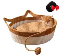 Générique Cutypet Cat Basket, Cutypet Woven Rope Cat Basket, Handwoven Breathable Dual Scratching Pad with Toy Tail for Cats and Dog (Coffee,35 * 13cm)