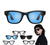 Générique CyanVue AI Smart Glasses, Smart Glasses with Camera and Bluetooth, 800W Camera & 1080P,AI Translator, Voice Assistant UV Protection,Anti-Blue Light Glasses Everyday Wear (Blue)