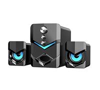 Générique D-222 2 1 Enceinte Informatique stéréo multimédia avec Caisson de Basses alimentée par USB lumière LED entrée Audio 3 5 mm pour Ordinateur Portable Bureau