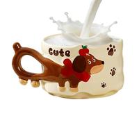 Générique Dachshund Coffee Mug, Ceramic 380ml Novelty Drinkware Cup, 4.06 Inches Aesthetic Dog Design Coffee Mug with Portable Heat Resistant Build, Fun Beverage Cup for Home Camping and Party Use
