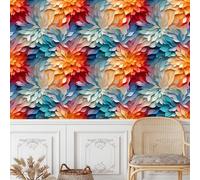 Générique Dahlia Coloré Papier Peint Adhesif Plante Pétales Mural Motif Film Décoratif Meuble Intissé Wallpaper Autocollant Imperméable Mat Stickers Collant pour Armoires Murs Salon Chambre 0.3X5 M