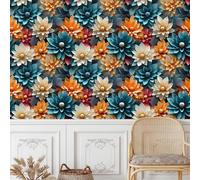 Générique Dahlia Coloré Papier Peint Adhesif Plante Pétales Mural Motif Film Décoratif Meuble Intissé Wallpaper Autocollant Imperméable Mat Stickers Collant pour Armoires Murs Salon Chambre 0.45X10 M