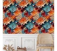 Générique Dahlia Coloré Papier Peint Adhesif Plante Pétales Mural Motif Film Décoratif Meuble Intissé Wallpaper Autocollant Imperméable Mat Stickers Collant pour Armoires Murs Salon Chambre 0.45X20 M