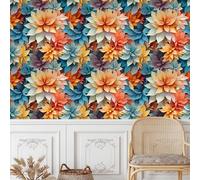 Générique Dahlia Coloré Papier Peint Adhesif Plante Pétales Mural Motif Film Décoratif Meuble Intissé Wallpaper Autocollant Imperméable Mat Stickers Collant pour Armoires Murs Salon Chambre 0.45X10 M
