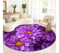 Générique Dahlia Tapis Rond antidérapant pour Chambre à Coucher, Salon, Bureau, Table Basse, décoration d'intérieur - Motif Floral 3D - 120 cm