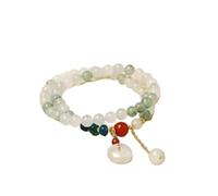 Générique Dai Jade - Bracelet à Double couche de perles en, boucle Ping An, petite goutte, chaîne légère, Niche luxe, cristal naturel