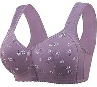Générique Daisy Bras for Older Women,Full Coverage Breathable Everyday Bras,Front Closure Push Up Bras,No Underwire Cotton Bras