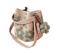 Générique Damen Strandtasche, Gehäkelt - Boho Umhängetasche mit Blumenmuster,Geldbörse In Häkeloptik,Geeignet für Outdoor, Urlaub, Reisen, Partys, Einkaufstouren, den täglichen Weg zur Arbeit, Mädchen