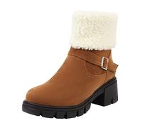 Générique Dames confortables mi baril bottes de pluie étudiant chaud décontracté femmes chaussures fermeture éclair dans les chaussures Ballerines Pour Femmes Habillées (Yellow, 42)