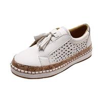 Générique Dames Couleur Unie Respirant Bout Rond À Lacets Bas Haut Plat Bottes De Neige pour Femmes Taille 7 Imperméables Isolées (White, 37) Chaussure Femme Sport Chàussure Chussures Basket Cuir