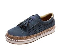 Générique Dames Couleur Unie Respirant Bout Rond À Lacets Bas Haut Plat Bottes De Neige pour Femmes Taille 7 Imperméables Isolées (Blue, 41) Tennis Femme Confortable Chaussure Sport Basket Marche