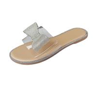 Générique Dames D'été Transparent Strass Arc Fond Plat Un Mot Plage Vêtements Chauds Grande Taille Sandales Pantoufles Sandales Femme été 36