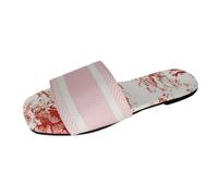 Générique Dames été rétro Floral vêtements chauds plage un mot léger fond plat grande taille sandales pantoufles Bottes Compensées Noires Pour Femmes Hautes (Red, 38)