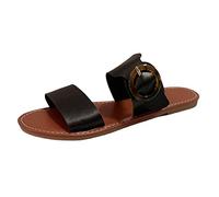 Générique Dames simple couleur unie tête ronde semelle souple l'extérieur décontracté grande taille pantoufles plates sandales Basket Chaussette Strass (40)