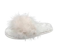 Générique Dames simples couleur unie chaud maison extérieur OpenToe fond plat en peluche coton pantoufles Peinture Cuir Chaussure (White, 39)