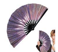 Générique Dance Popping Fan, Foldable Reflective Performance Prop, Holographic Fantasy Hand Fan with Loud Effect, Lightweight Festival Accessory for Carnival, Music Festivals, Outfits