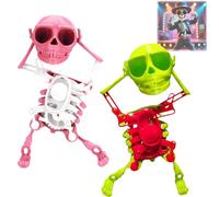 Générique Dancing Skeleton Toy, 3D Swinging Skeleton Wind up Toy, Fun Halloween Desktop Dancing Skeletons Ornaments (2pcs-1)