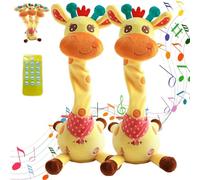 Générique Dancing Talking Giraffe Toy, Glowing Musical Giraffe, Stuffed Animal Toy Repeating What You Say, Interactive Musical Plush, with Adjustable Volume Function, with 60 Children's Songs (2pcs)