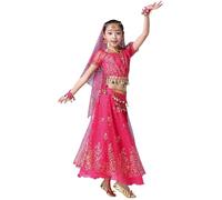Générique Danse pour Filles, Tenue de Spectacle Indienne, Tenue d'Été Décontractée, Ensemble de Jeu pour Enfants, Spectacle sur Scène, Élastique (8-10 Years)