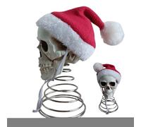 Générique d'arbre - Cime d'arbre De Noël en Forme De Tête De Mort, Tête De Squelette avec Chapeau De Père, Accessoire De Fête De 12,7 Cm | Décoration d'halloween Et De Noël pour Jardin, Pelouse, Por