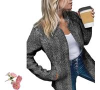 Générique Datebacko Women's Solid Color Pocket Long Sleeve Open Front Coat, Casual Work Twill Blazer Slim Fit for Woman (01,Grand)