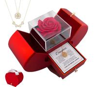 Générique Daughter’s Lucky Clover Necklace Keepsake Gift Set, Foldable 4 Leaf Clover Pendant with Eternal Flowers Rose Birthday Gifts for Granddaughter/Sister/Daughter-in-Law/Mom (Gold Set)
