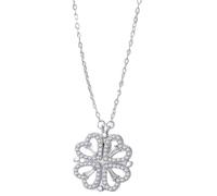 Générique Daughter’s Lucky Clover Necklace Keepsake Gift Set, Foldable 4 Leaf Clover Pendant with Eternal Flowers Rose Birthday Gifts for Granddaughter/Sister/Daughter-in-Law/Mom (Silver Necklace)