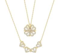 Générique Daughter’s Lucky Clover Necklace Keepsake Gift Set, Foldable 4 Leaf Clover Pendant with Eternal Flowers Rose Birthday Gifts for Granddaughter/Sister/Daughter-in-Law/Mom (Gold Necklace)