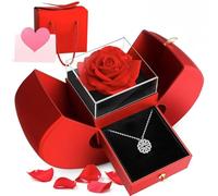 Générique Daughter’s Lucky Clover Necklace Keepsake Gift Set, S925 Sterling Silver Necklace, Foldable 4 Leaf Clover Pendant with Heart Gift Box, for Granddaughter/Sister/Daughter-in-Law/Mom (Silver)