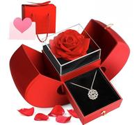 Générique Daughter’s Lucky Clover Necklace Keepsake Gift Set, S925 Sterling Silver Necklace, Foldable 4 Leaf Clover Pendant with Heart Gift Box, for Granddaughter/Sister/Daughter-in-Law/Mom (Rose)
