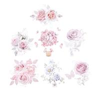Générique D'autocollants Thermocollants Fleurs en Pet 7 Feuilles pour Transfert à Chaud Décoration Textile Résistante à L'eau Fer pour Vêtements et Occasions Diverses