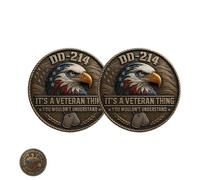 Générique DD-214 - C’est Une pièce commémorative pour Les vétérans, DD-214 Challenge Coin, US Veteran Challenge Coins, pour Les familles de vétérans et Les VetFriends à la Retraite (2Pcs)