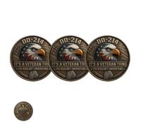 Générique DD-214 - C’est Une pièce commémorative pour Les vétérans, DD-214 Challenge Coin, US Veteran Challenge Coins, pour Les familles de vétérans et Les VetFriends à la Retraite (3Pcs)