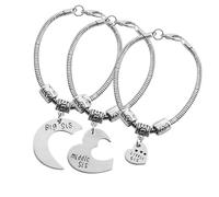 Générique De 3 Bracelets d ' amitié en Forme de cœur célébrant la sœur, Bijoux Kirsite réglables, idéal, cœur d ' Amour